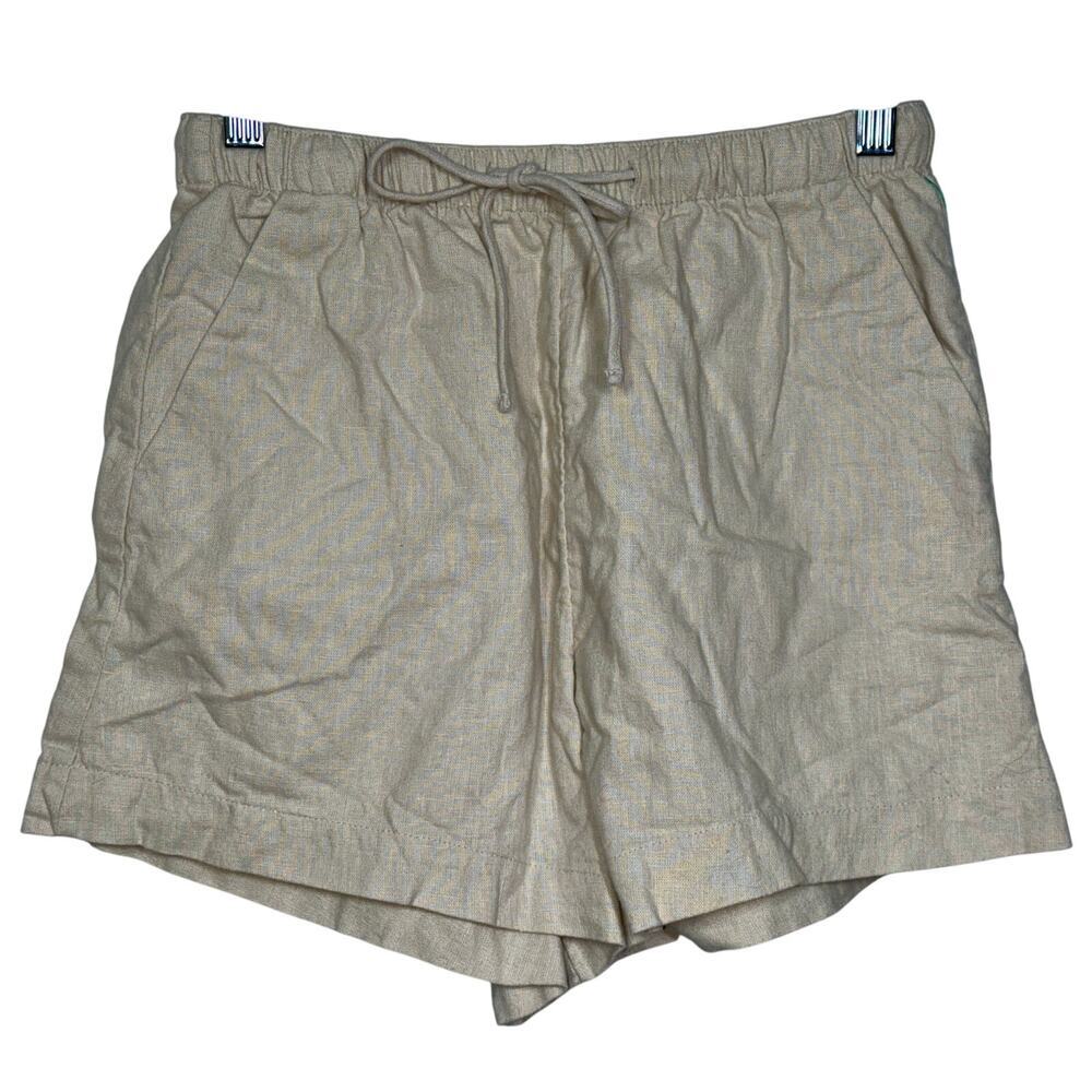 Abercrombie & Fitch Tan Cream Linen High Waisted Cargo Bermuda Shorts Womens XS